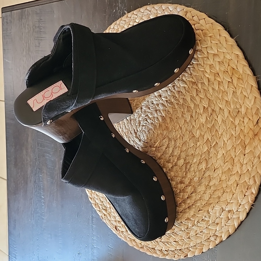 Sugar Black Studded Clogs - Size 8 1/2